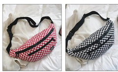Plaid Waist Bag Unisex Leg Bag Fanny Pack Shoulder Belt Cellphone Bag