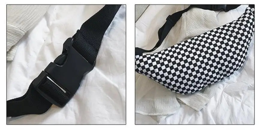 Plaid Waist Bag Unisex Leg Bag Fanny Pack Shoulder Belt Cellphone Bag