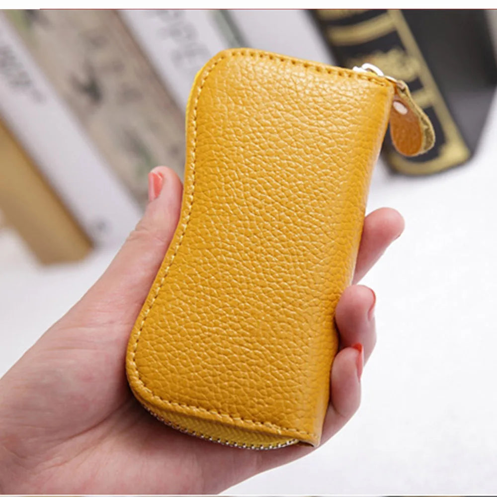 Leather Key Wallet Mini Coins Holder Unisex Housekeeper