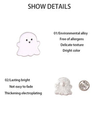 10 PCS Ghost Enamel Pins Happy Boo Brooches Goth Gothic Metal Badges