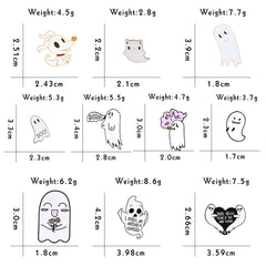 10 Cartoon Spooky Ghost Brooches Punk Lapel Pins Funny Enamel Badges