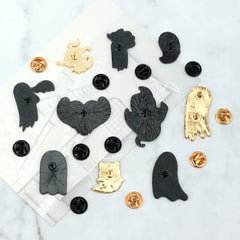 10 Cartoon Spooky Ghost Brooches Punk Lapel Pins Funny Enamel Badges