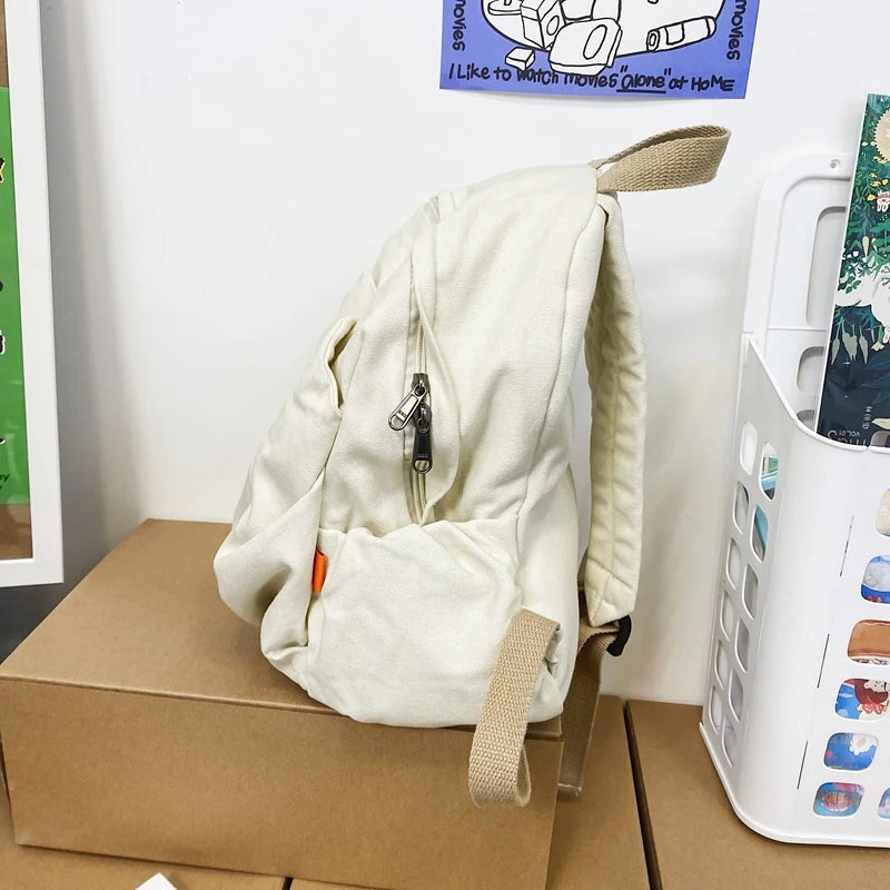 100% Cotton Small Backpacks Solid Leisure Or Travel Bags Soft Canvas