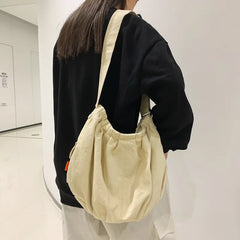 Teenager Canvas Hobo Shoulder Bag Student Casual Big Size School Book Laptop Bag