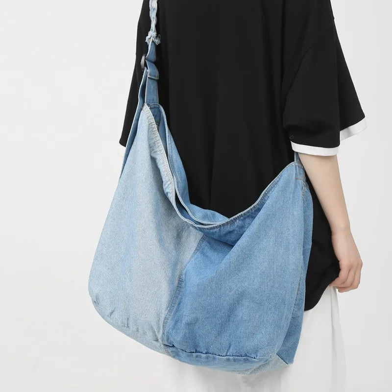 High Street Denim Braid Belt Messenger Bag for Teens