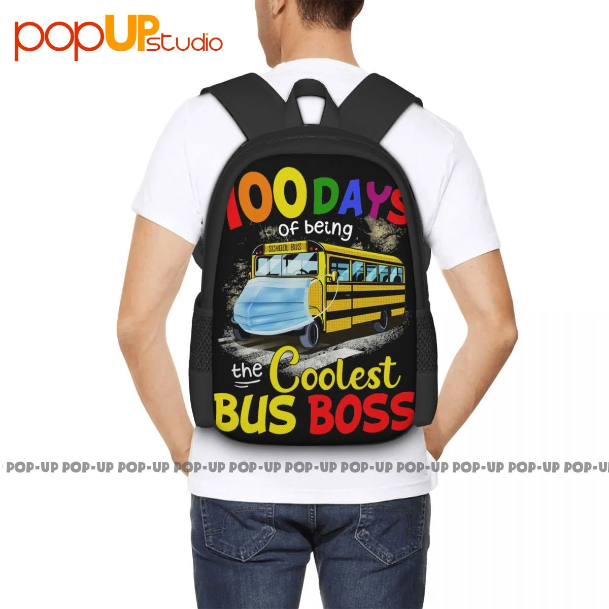 Cool Yellow Bus Backpack Large Capacity Schoolbag 3D Print