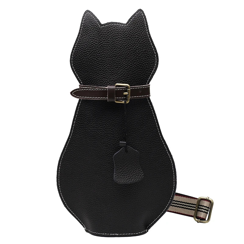 Leather Cartoon Cat Chest Bag Women Handbags Ladies Shoulder Bag