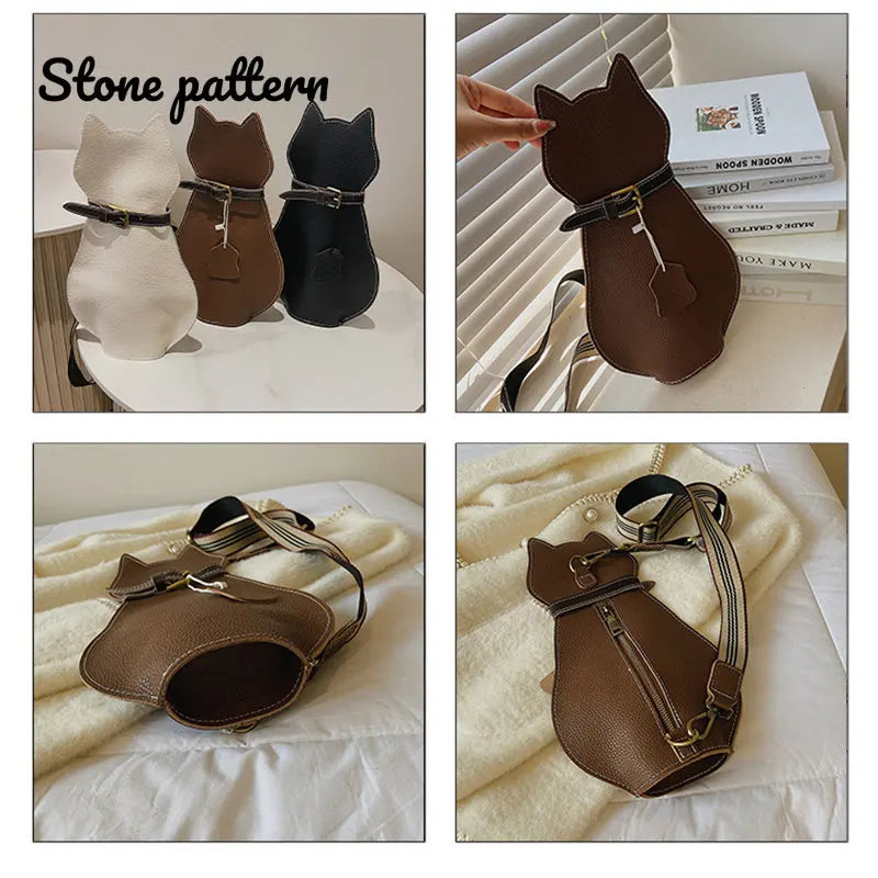 Leather Cartoon Cat Chest Bag Women Handbags Ladies Shoulder Bag