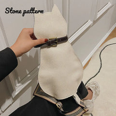 Leather Cartoon Cat Chest Bag Women Handbags Ladies Shoulder Bag
