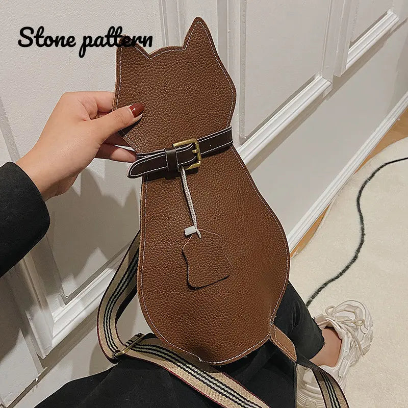 Leather Cartoon Cat Chest Bag Women Handbags Ladies Shoulder Bag