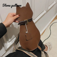 Leather Cartoon Cat Chest Bag Women Handbags Ladies Shoulder Bag