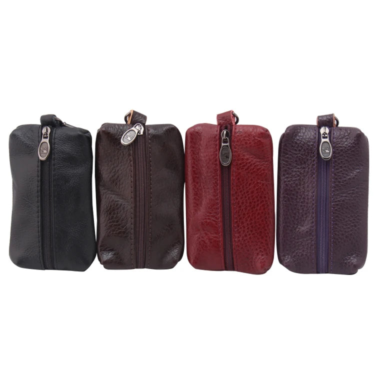 Leather Key Holder Car Key Wallets Men Women Zipper Key Case Bag Pouch