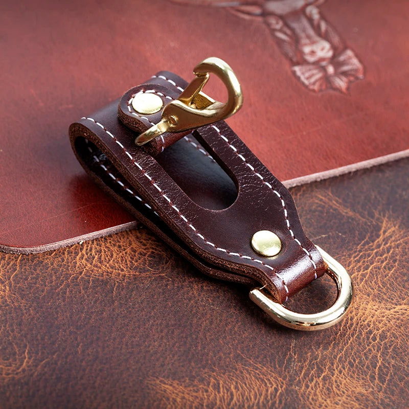 Vintage Leather Key Holder Men Waist Belt Loop Hook Buckle Keychain Organizer