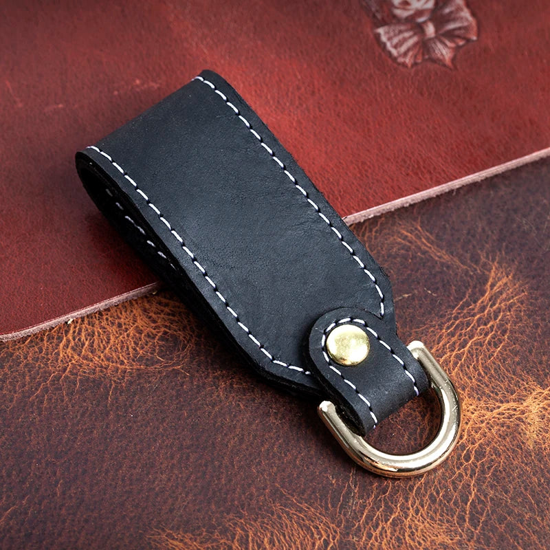 Vintage Leather Key Holder Men Waist Belt Loop Hook Buckle Keychain Organizer