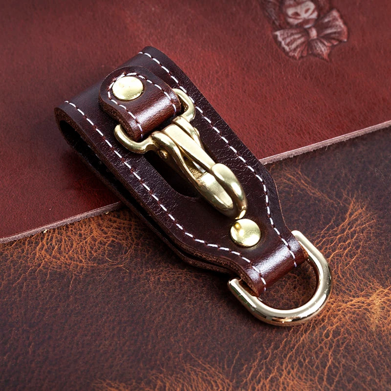 Vintage Leather Key Holder Men Waist Belt Loop Hook Buckle Keychain Organizer