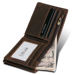 Leather Men Wallet Zipper Small Money Purses Short Bifold Men Wallets