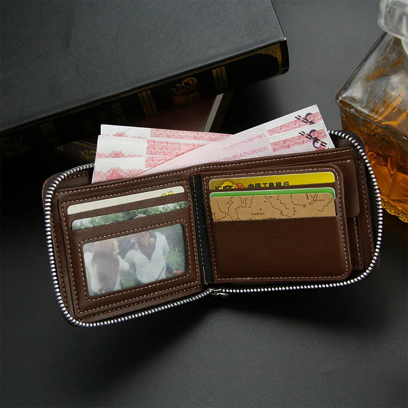 Real Cowhide Men Wallets Short Wallet Portefeuille Homme Business
