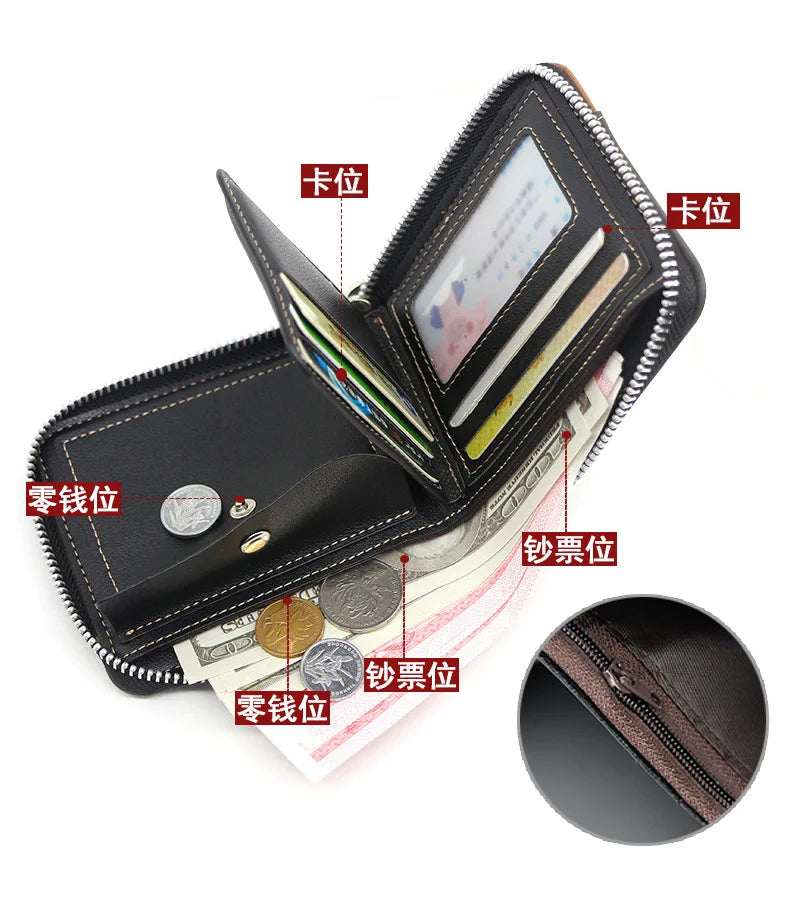 Real Cowhide Men Wallets Short Wallet Portefeuille Homme Business