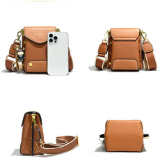 100% Leather Shoulder Bag Small Cell Phone Bags Rivet Ladies Messenger