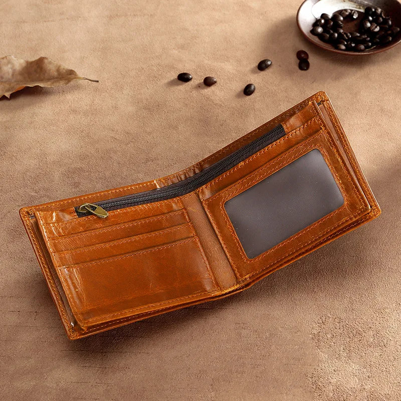 Short Bifold Men Wallet Casual Solid Wallet Men With Coin Pocket