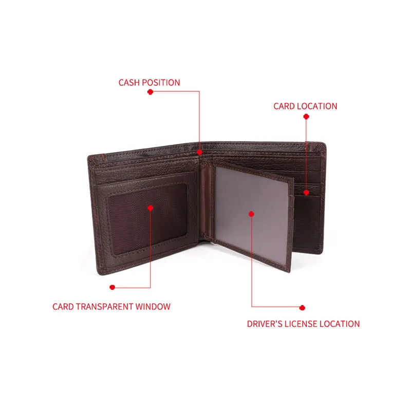 Leather Men Wallet Bifold Casual Solid with Coin Pocket Purse MRF66