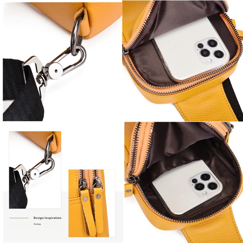 Soft Cowhide Women Chest Bag High Quality Leather Female Shoulder Handbag