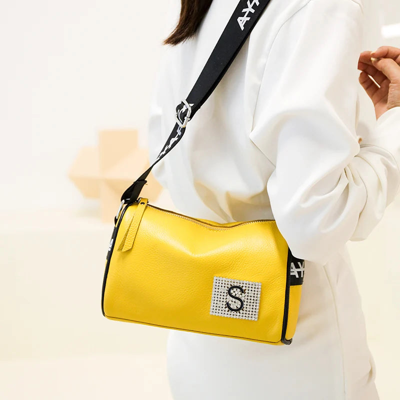 High Soft Leather Women Handbags Cowhide Female Shoulder Bag