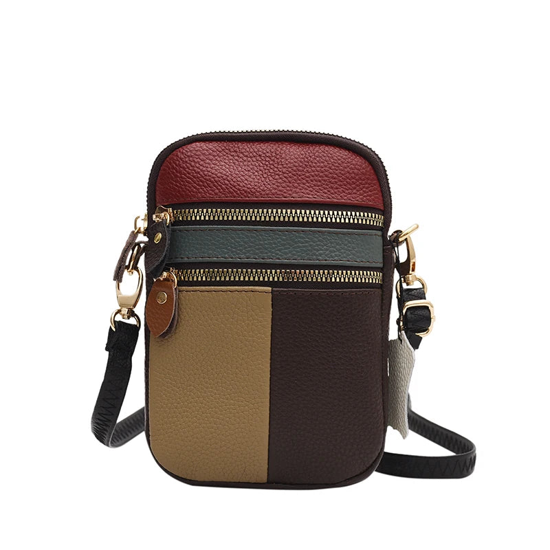 Soft Leather Women Shoulder Bag with Zipper