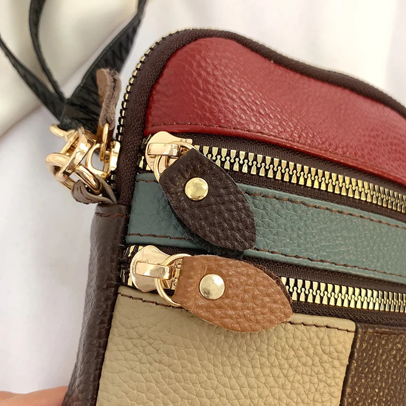 Soft Leather Women Shoulder Bag with Zipper