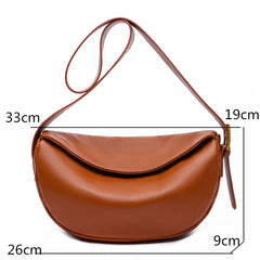 100% Leather Women's Shoulder Bag with Wide Strap
