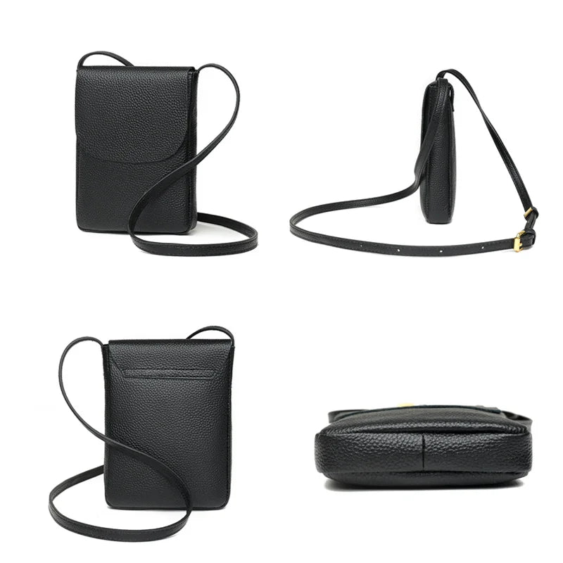 Leather Women's Casual Phone Bag Messenger Crossbody Small Shoulder Bag