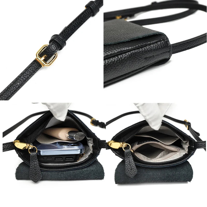 Leather Women's Casual Phone Bag Messenger Crossbody Small Shoulder Bag