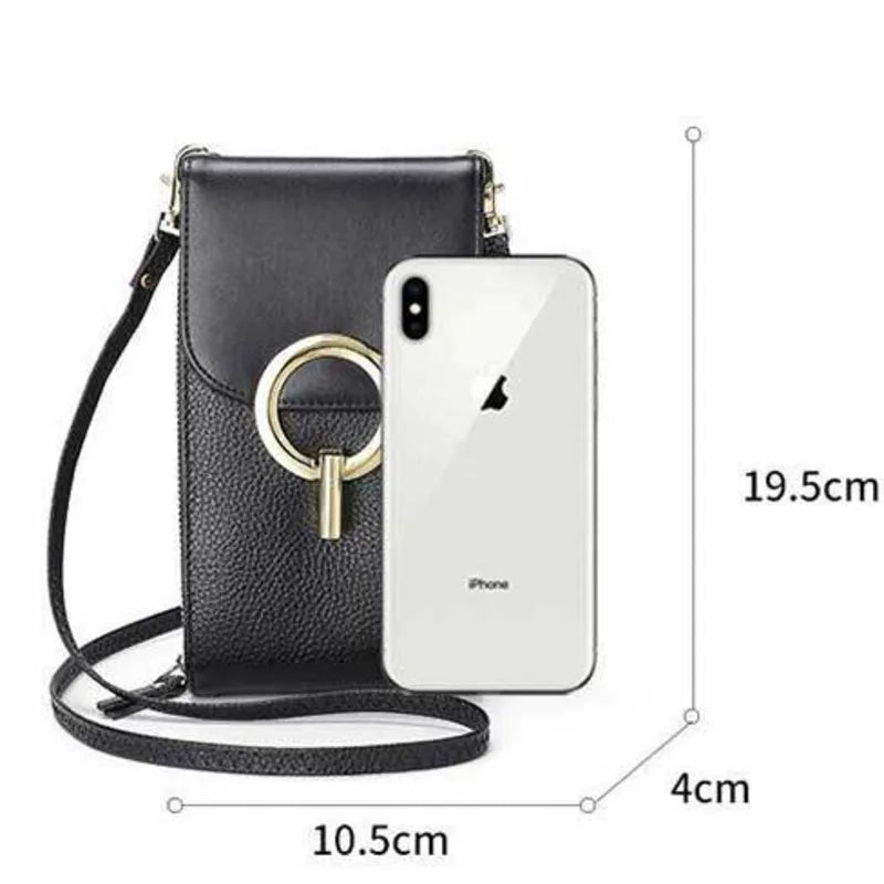 Women's Leather Crossbody Messenger Bag Multi-functional Shoulder Bag