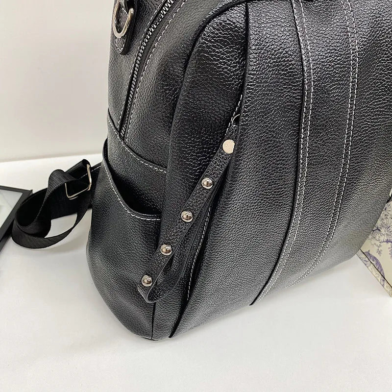 Waterproof Leather Women's Backpack Casual Cowhide Shoulder Bag
