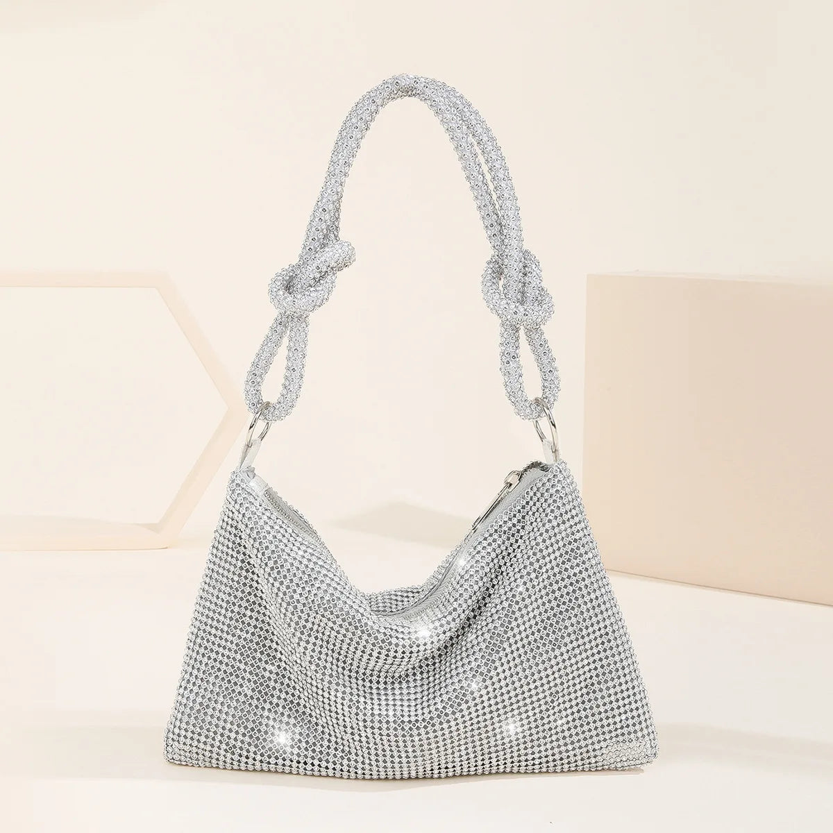 Silver Rhinestone Evening Clutch Crystal Wedding Tote Bag