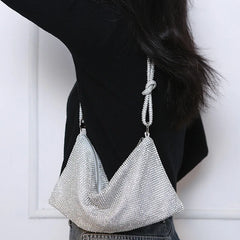 Silver Rhinestone Evening Clutch Crystal Wedding Tote Bag