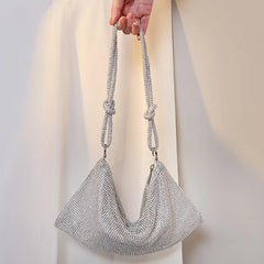 Silver Rhinestone Evening Clutch Crystal Wedding Tote Bag