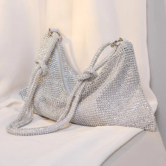 Silver Rhinestone Evening Clutch Crystal Wedding Tote Bag