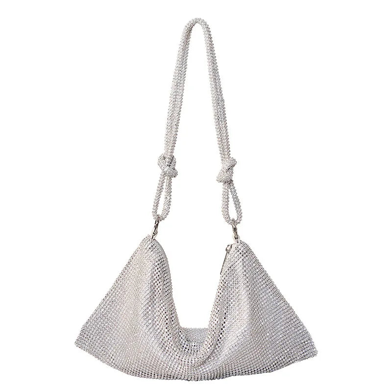 Silver Rhinestone Evening Clutch Crystal Wedding Tote Bag