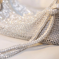 Silver Rhinestone Evening Clutch Crystal Wedding Tote Bag
