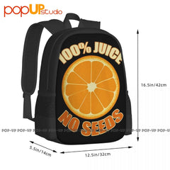 100% Juice No Seeds Orange Backpack Large Capacity Vintage Schoolbag