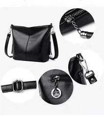 Women's Leather Tassel Shoulder Bag Bucket Bag