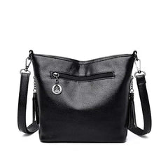 Women's Leather Tassel Shoulder Bag Bucket Bag