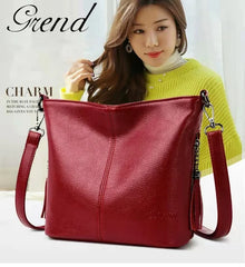 Women's Leather Tassel Shoulder Bag Bucket Bag