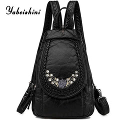 Sheepskin Travel Backpack Women Leather Mochila Feminina