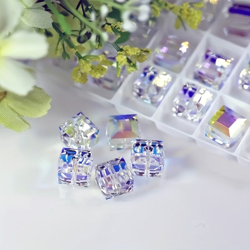 10pcs 6mm Austrian Glass Crystal Charms Cubic Sugar Transparent Beads