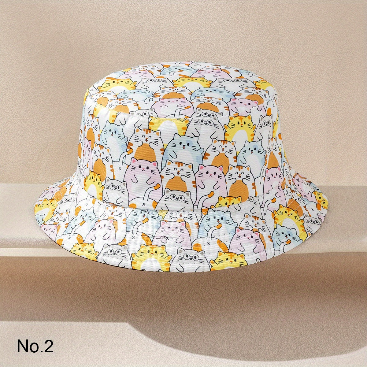 Kids' Warm Cat Pattern Bucket Hat