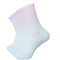 6 Pairs Women's Non Slip Yoga Pilates Socks Breathable Medium Tube