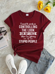 Letter Graphic Sports Round Neck T shirt Short Sleejson Workout Casual Tops