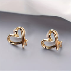 Golden Versatile Love Ear Clip Earrings For Women Girls